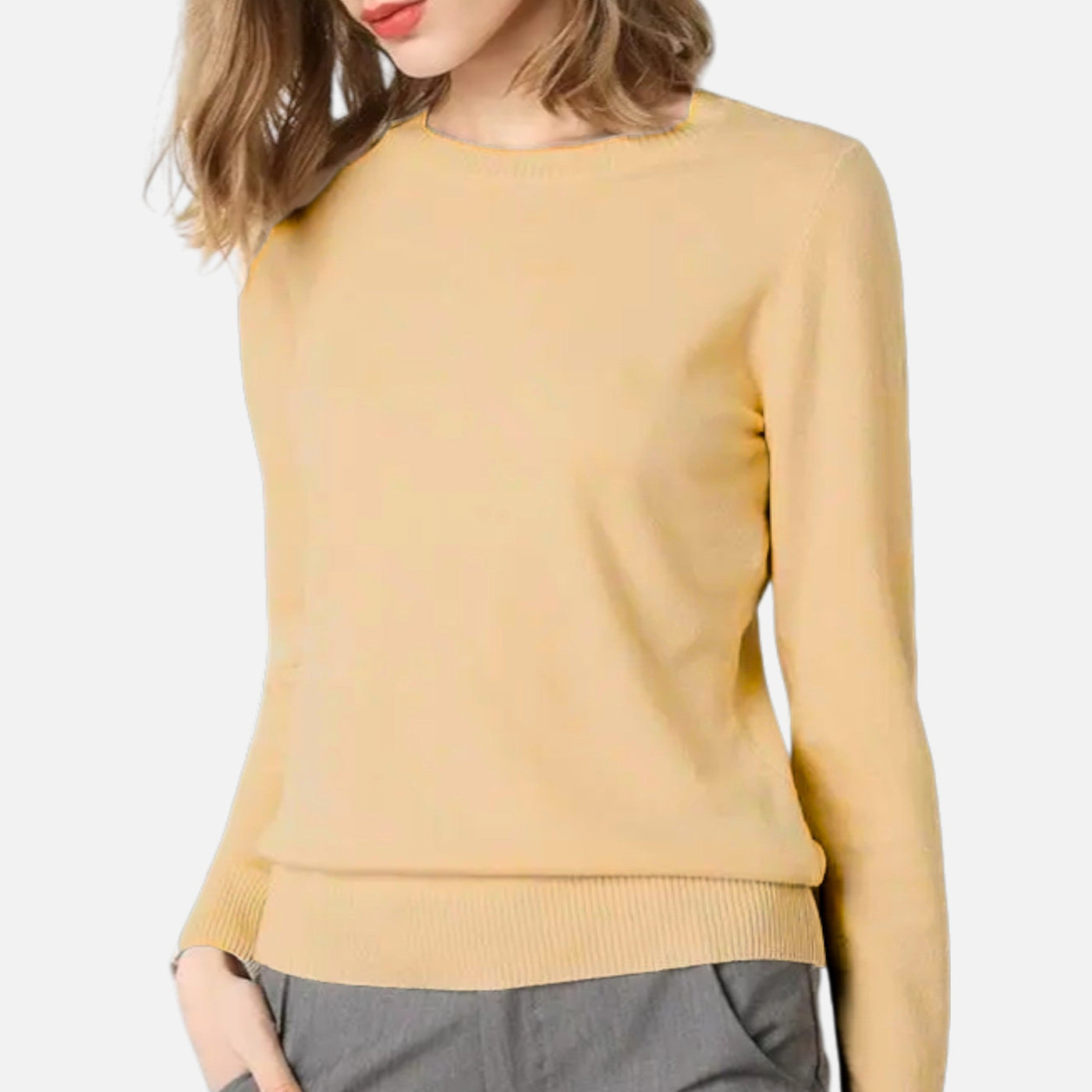 Women’s Merino Wool Sweater – Timeless O-Neck Elegance