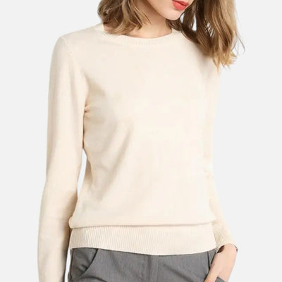 Women’s Merino Wool Sweater – Timeless O-Neck Elegance
