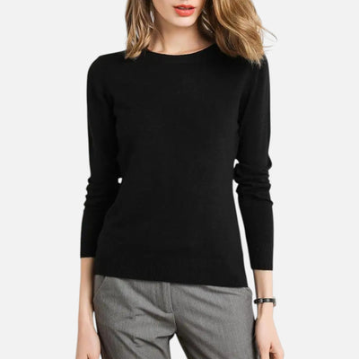 Women’s Merino Wool Sweater – Timeless O-Neck Elegance