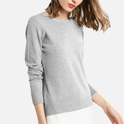 Women’s Merino Wool Sweater – Timeless O-Neck Elegance
