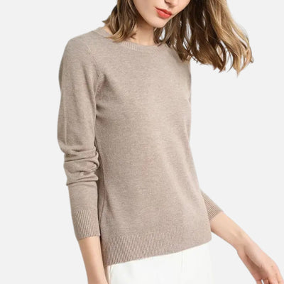 Women’s Merino Wool Sweater – Timeless O-Neck Elegance