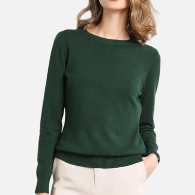 Women’s Merino Wool Sweater – Timeless O-Neck Elegance