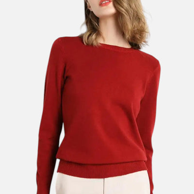 Women’s Merino Wool Sweater – Timeless O-Neck Elegance