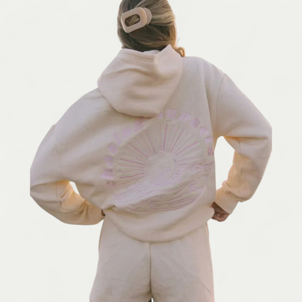 Oversized Cotton Blend Hoodie with Embroidered Back Design