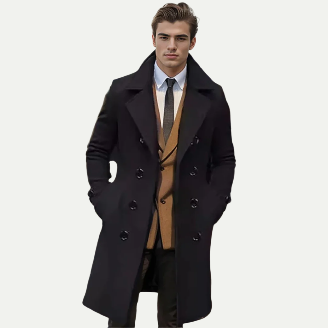 Premium Merino Wool® Italian Long Trench Coat by Massimo