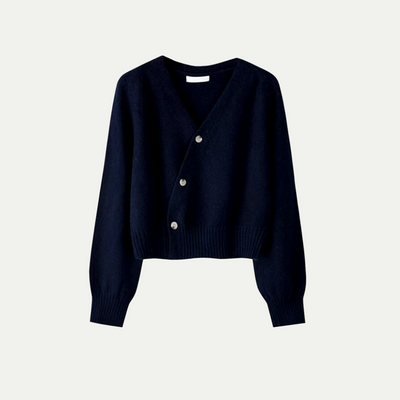 Premium Merino Wool® V-Neck Skew Button Cardigan