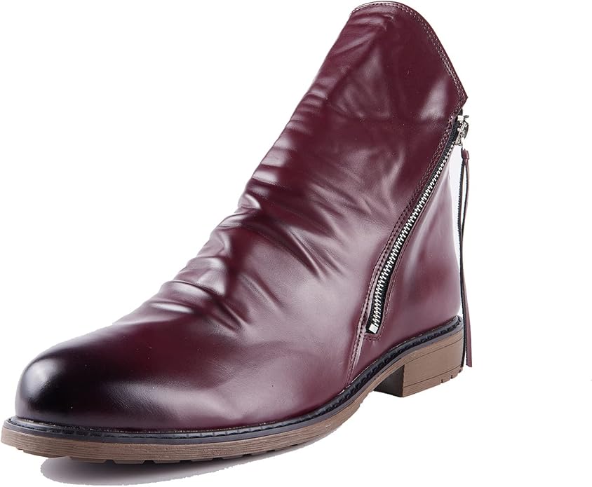 Men's Ankle Boots - Side Zip with Low Heel