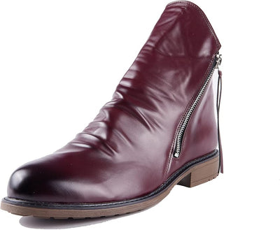 Men's Ankle Boots - Side Zip with Low Heel