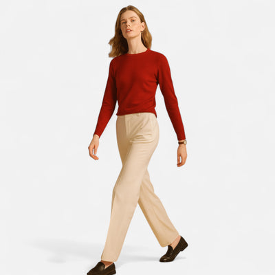Women’s Merino Wool Sweater – Timeless O-Neck Elegance