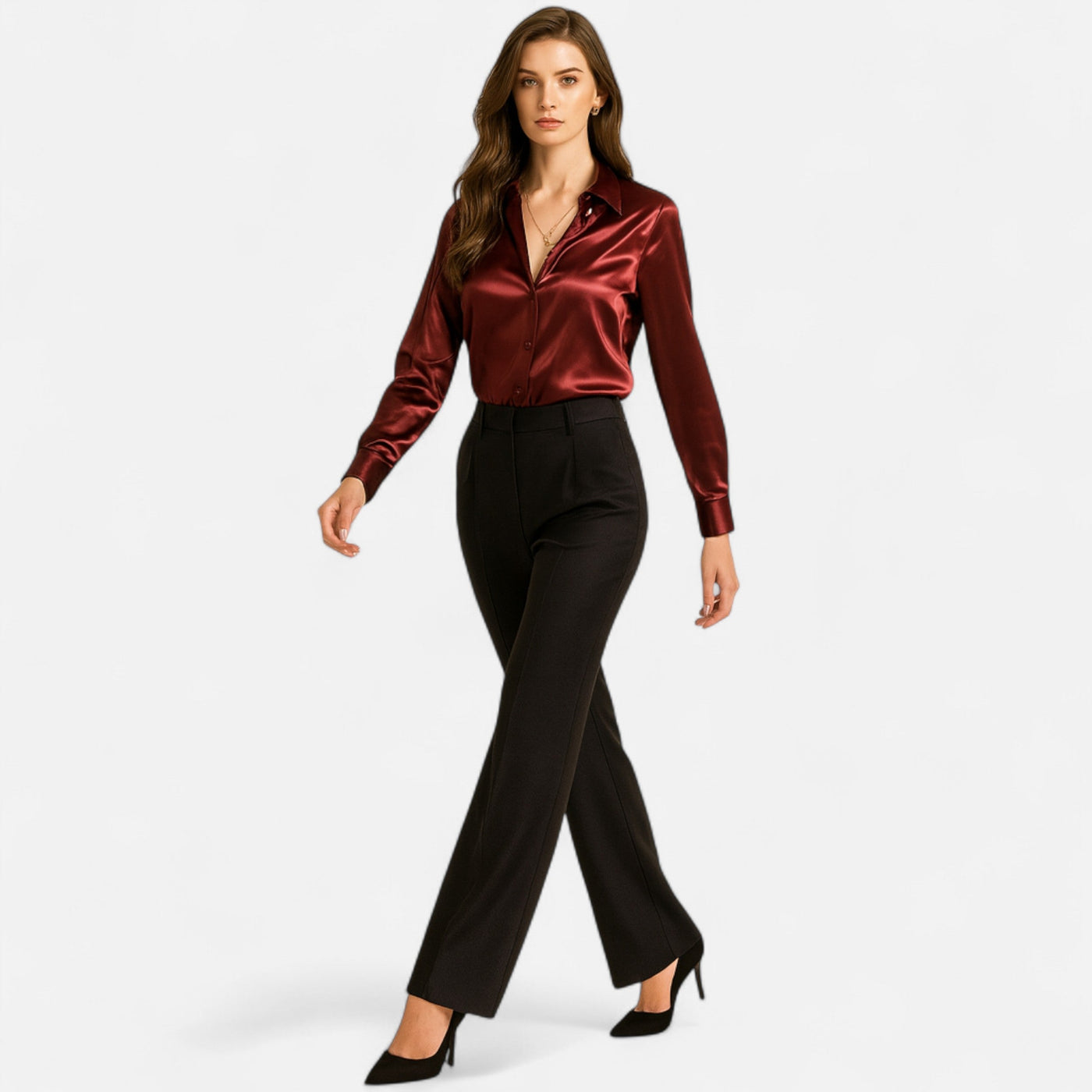 Women’s Satin Blouse – Long Sleeve Elegance