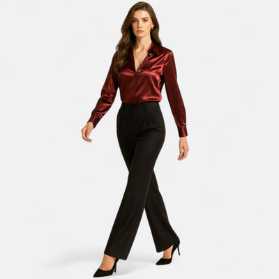 Women’s Satin Blouse – Long Sleeve Elegance