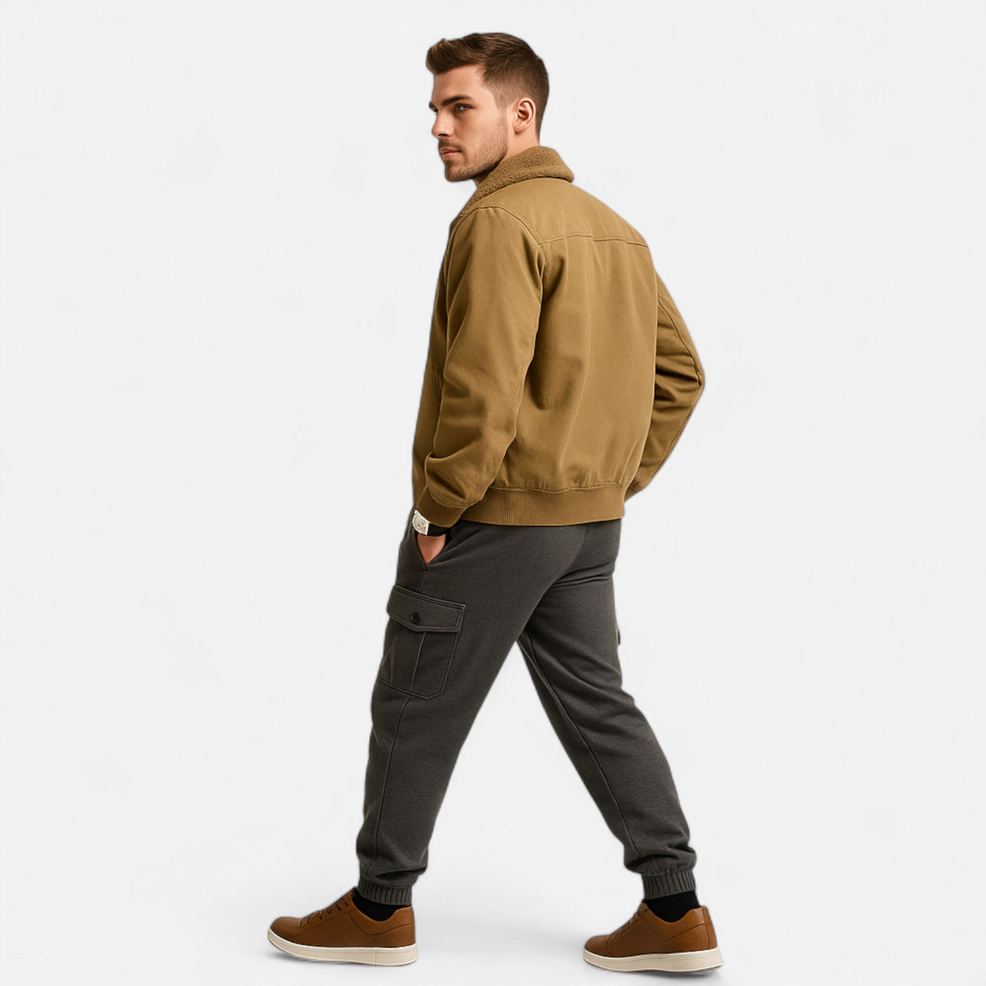 Men’s Casual Jacket – Refined Cotton & Lambswool Blend
