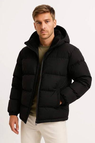 Hooded Puffer Jacket Warm Quilted Coat with Hood
