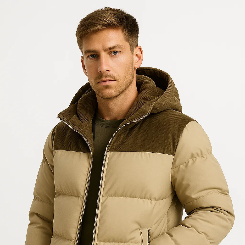 Hooded Puffer Jacket Warm Quilted Coat with Hood