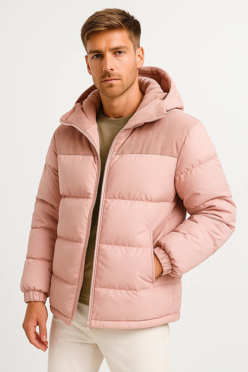 Hooded Puffer Jacket Warm Quilted Coat with Hood