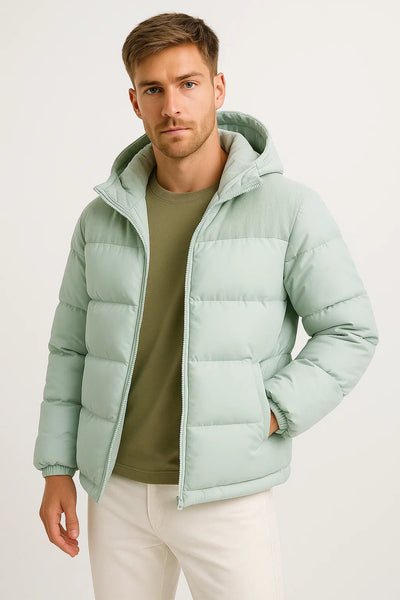 Hooded Puffer Jacket Warm Quilted Coat with Hood