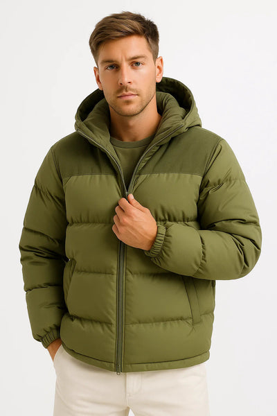 Hooded Puffer Jacket Warm Quilted Coat with Hood