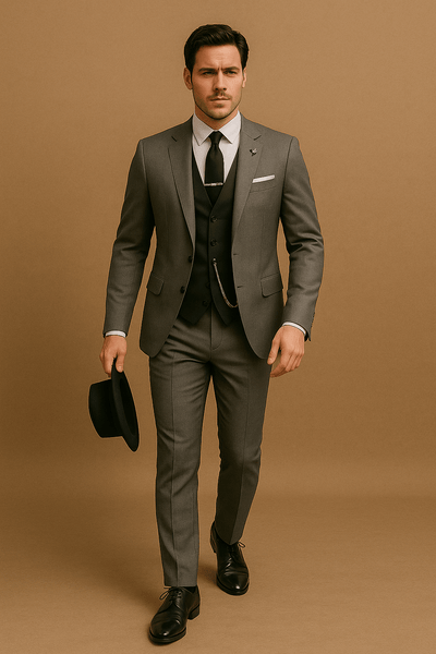 Notoria | Men’s 3-Piece Slim Fit Suit – Blazer, Waistcoat and Trousers Set for Formal Events