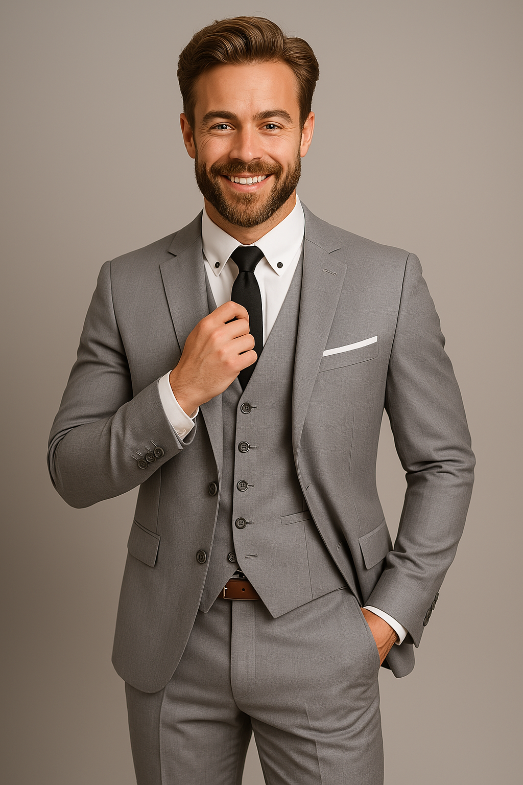 Notoria | Men’s 3-Piece Slim Fit Suit – Tailored Blazer, Waistcoat and Trousers for Formal Occasions