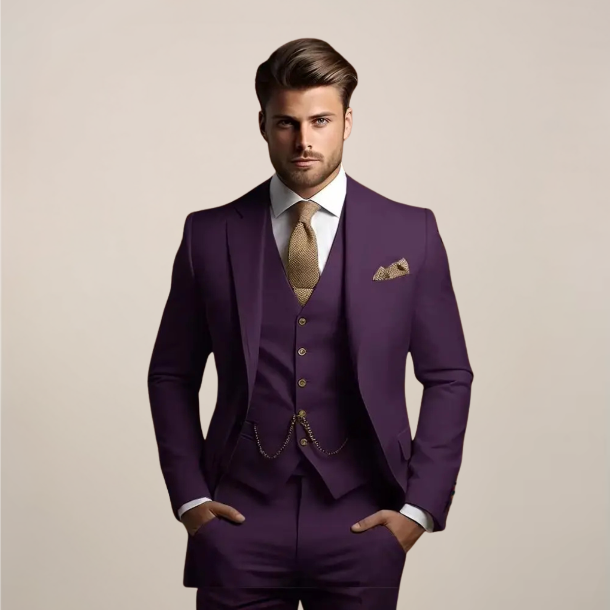 Notoria | Men’s Three-Piece Slim Fit Suit – Wedding Tuxedo