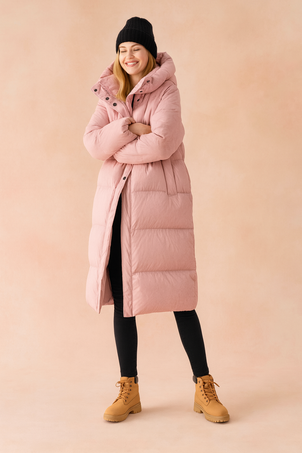 Long Quilted Winter Jacket with Hood