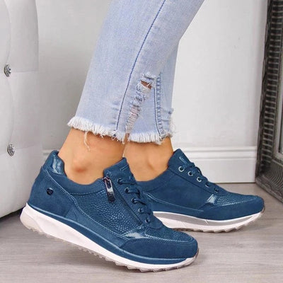 Orthopedic Walking Shoes with Arch Support - Easy-On Side Zip Comfort Rocker Sneakers