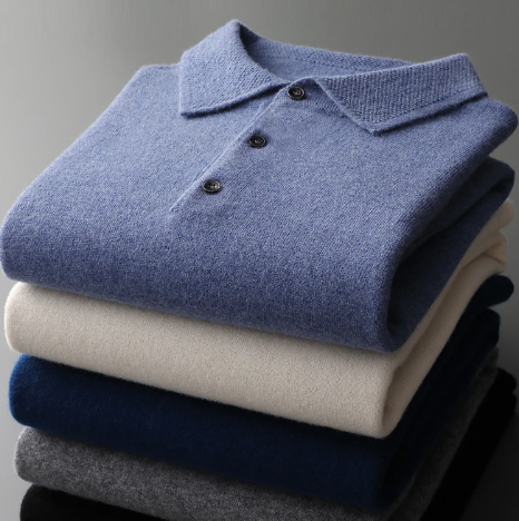 Polo Sweater – Natural-Fiber Blend Collar & Light Warmth