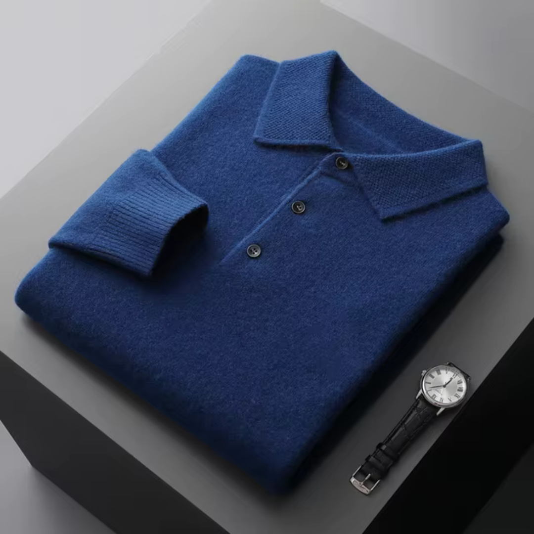 Polo Sweater – Natural-Fiber Blend Collar & Light Warmth