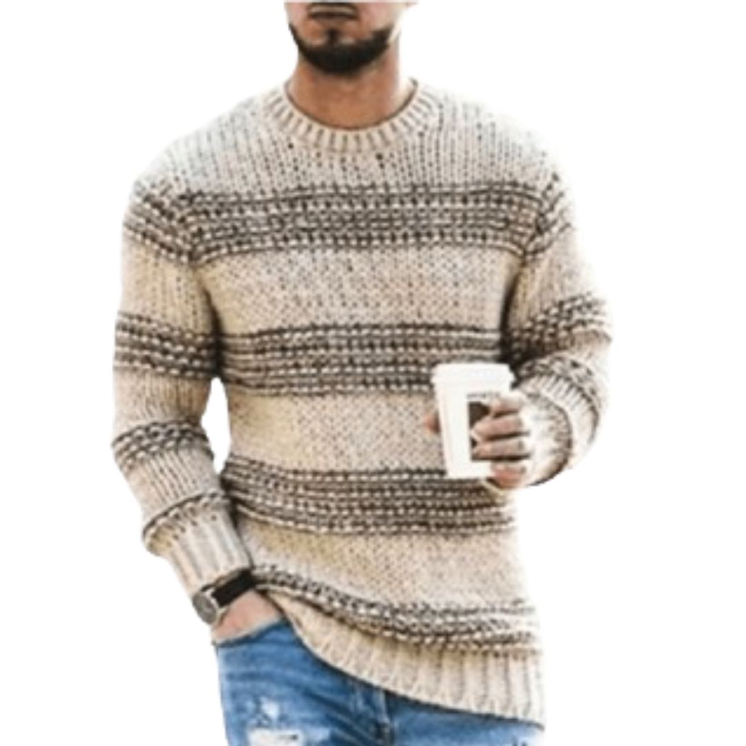 Men’s Sweater | Chunky Knit Striped Sweater for Autumn
