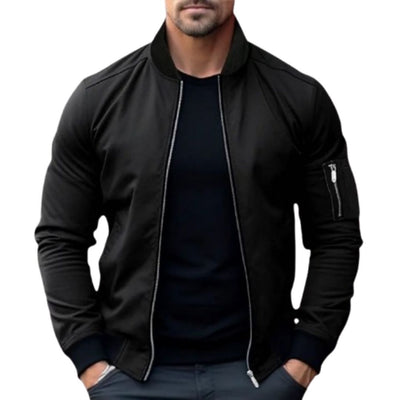 Bomber Jacket | Men's Ribbed Collar Zip-Up Bomber
