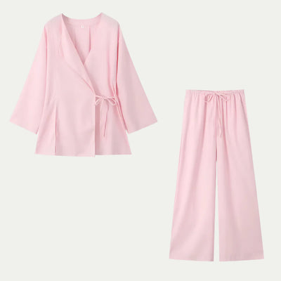 Women's Linen Shirt 2-Piece Set Kimono Top & Pants