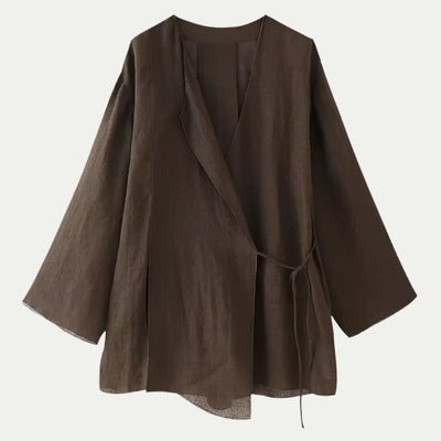 Women's Linen Shirt 2-Piece Set Kimono Top & Pants