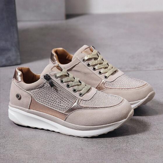 Orthopedic Walking Shoes with Arch Support - Easy-On Side Zip Comfort Rocker Sneakers