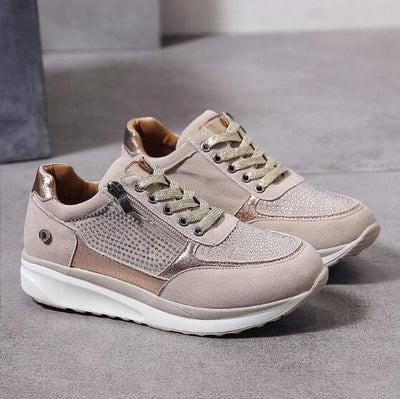 Orthopedic Walking Shoes with Arch Support - Easy-On Side Zip Comfort Rocker Sneakers