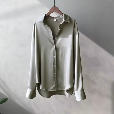 Silk Blouse Elegant Satin Button-Up Top