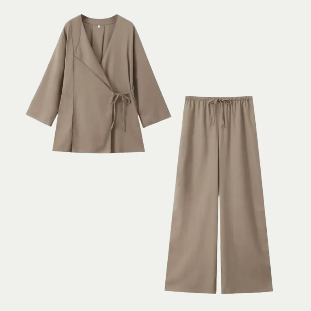 Women's Linen Shirt 2-Piece Set Kimono Top & Pants