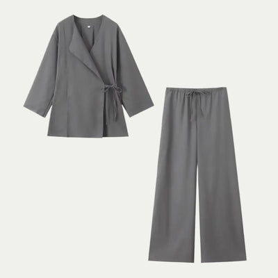 Women's Linen Shirt 2-Piece Set Kimono Top & Pants