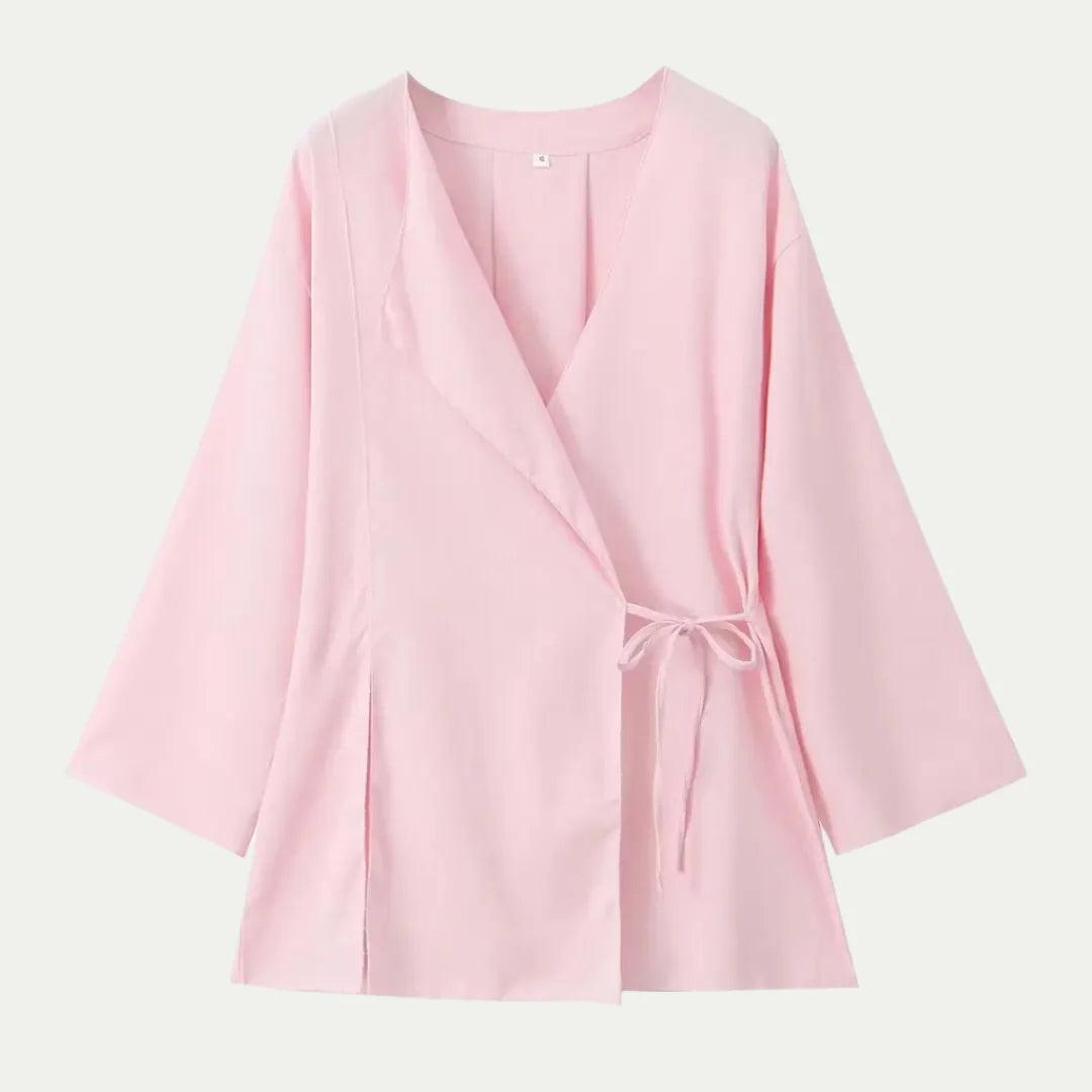 Women's Linen Shirt 2-Piece Set Kimono Top & Pants