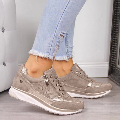 Orthopedic Walking Shoes with Arch Support - Easy-On Side Zip Comfort Rocker Sneakers