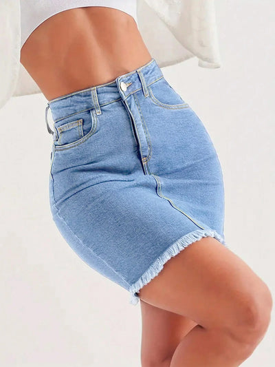 Notoria Women's Light-Wash Denim Mini Skirt