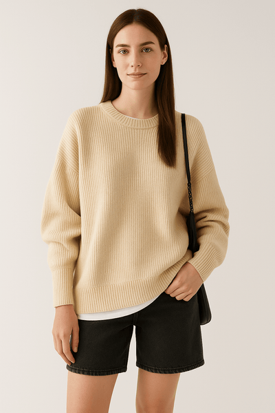 Notoria| Bella – Women’s Oversized Knit Sweater with Side Slits – Cotton Blend