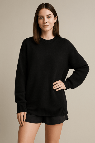 Notoria| Bella – Women’s Oversized Knit Sweater with Side Slits – Cotton Blend