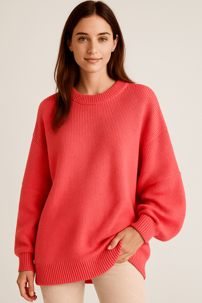 Notoria| Bella – Women’s Oversized Knit Sweater with Side Slits – Cotton Blend
