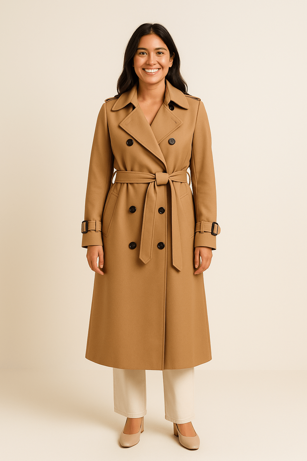 Notoria | Camille Women’s Double-Breasted Trench Coat – Belted Waist – Classic Fit