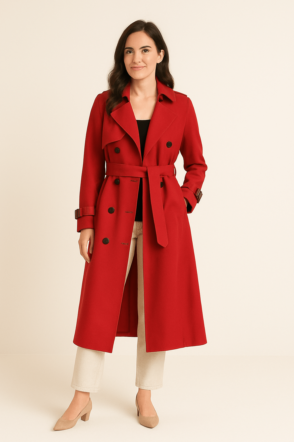 Notoria | Camille Women’s Double-Breasted Trench Coat – Belted Waist – Classic Fit