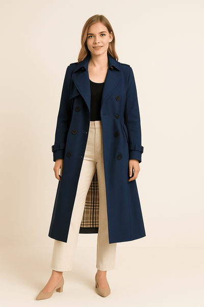 Notoria | Camille Women’s Double-Breasted Trench Coat – Belted Waist – Classic Fit
