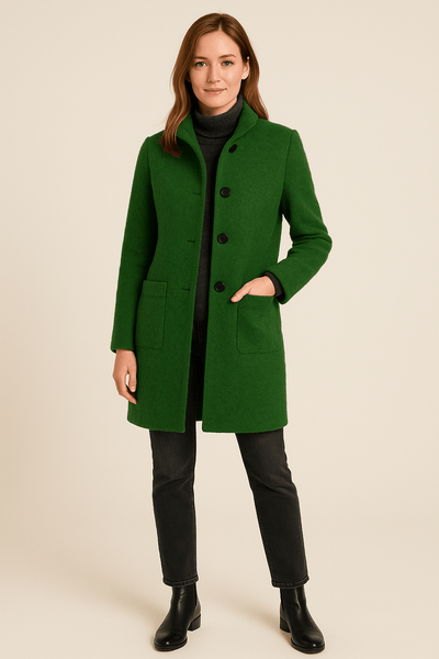 Notoria | Elara – Women’s Wool Blend Coat with Stand Collar and Pockets