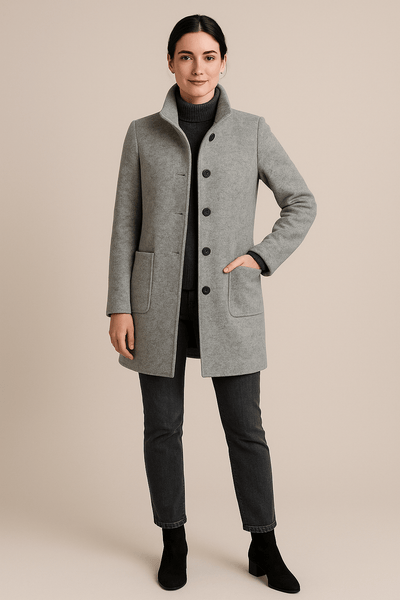 Notoria | Elara – Women’s Wool Blend Coat with Stand Collar and Pockets