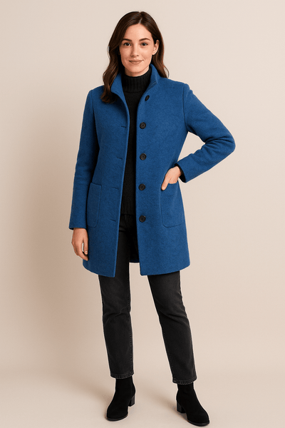 Notoria | Elara – Women’s Wool Blend Coat with Stand Collar and Pockets