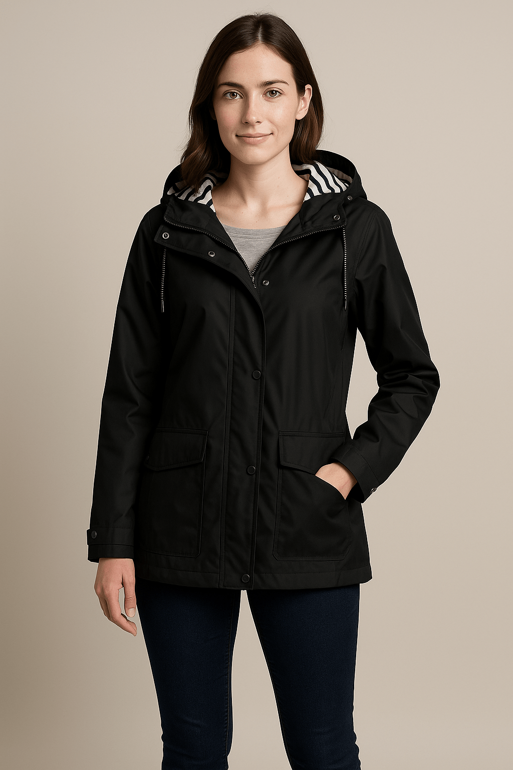 Notoria | Kaia – Women’s Mid-Length Water-Resistant Raincoat – Adjustable Hood